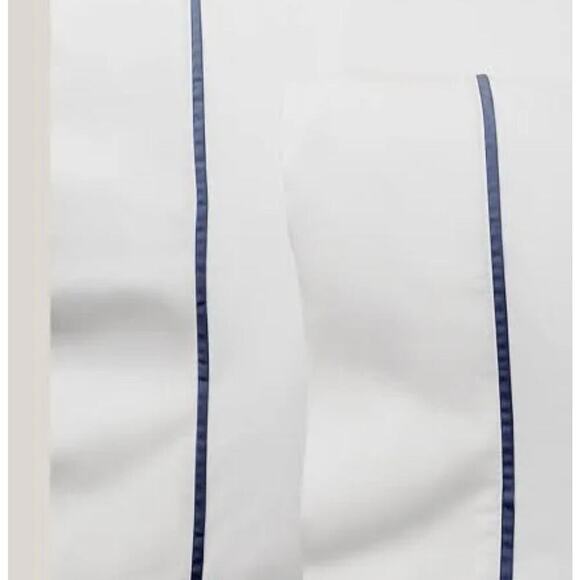 RALPH LAUREN 2 King Pillow Cases Organic Cotton Palmer Percale White Polo Navy - Picture 3 of 4